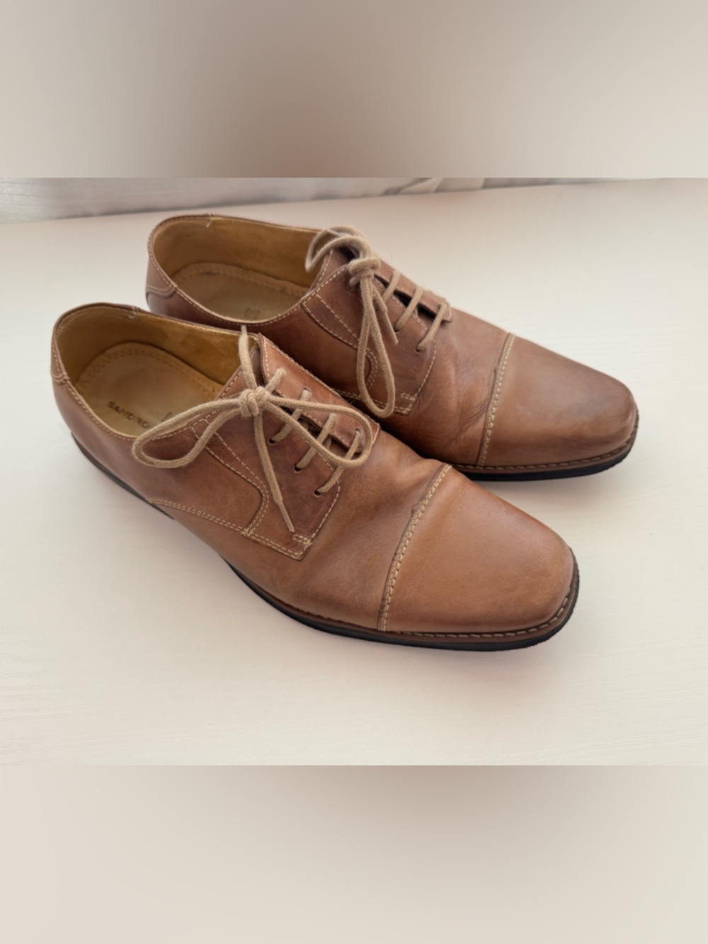 Sandro Moscoloni cognac leather oxford dress shoes